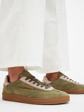 All Saints Olive and Beige Suede Sneakers
